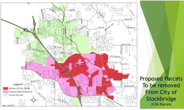 Map of Stockbridge and proposed city of Eagles Landing.