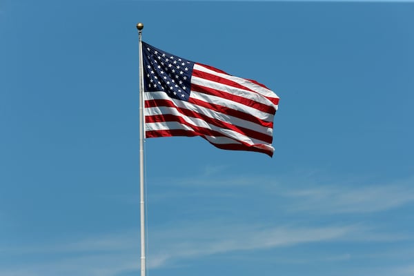 Jul 26, 2016; Springfield, NJ, USA; A general view of an American flag waving outside the clubhouse during a practice round for the 2016 PGA Championship golf tournament at Baltusrol GC - Lower Course. Mandatory Credit: Brian Spurlock-USA TODAY Sports ORG XMIT: USATSI-274428 ORIG FILE ID: 20160726_ajw_ss1_190.jpg