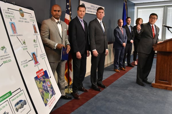 U.S. Attorney Byung J. “BJay” Pak speaks about bribery scandals at Atlanta City Hall during a press conference at the Richard B. Russell Federal Building on Thursday, April 5, 2018. Rev. Mitzi Bickers made her first appearance in federal court Thursday to face charges that she took $2 million in bribes to steer city of Atlanta contracts to at least two contractors from 2010 to 2015. She was released on a $50,000 appearance bond. HYOSUB SHIN / HSHIN@AJC.COM