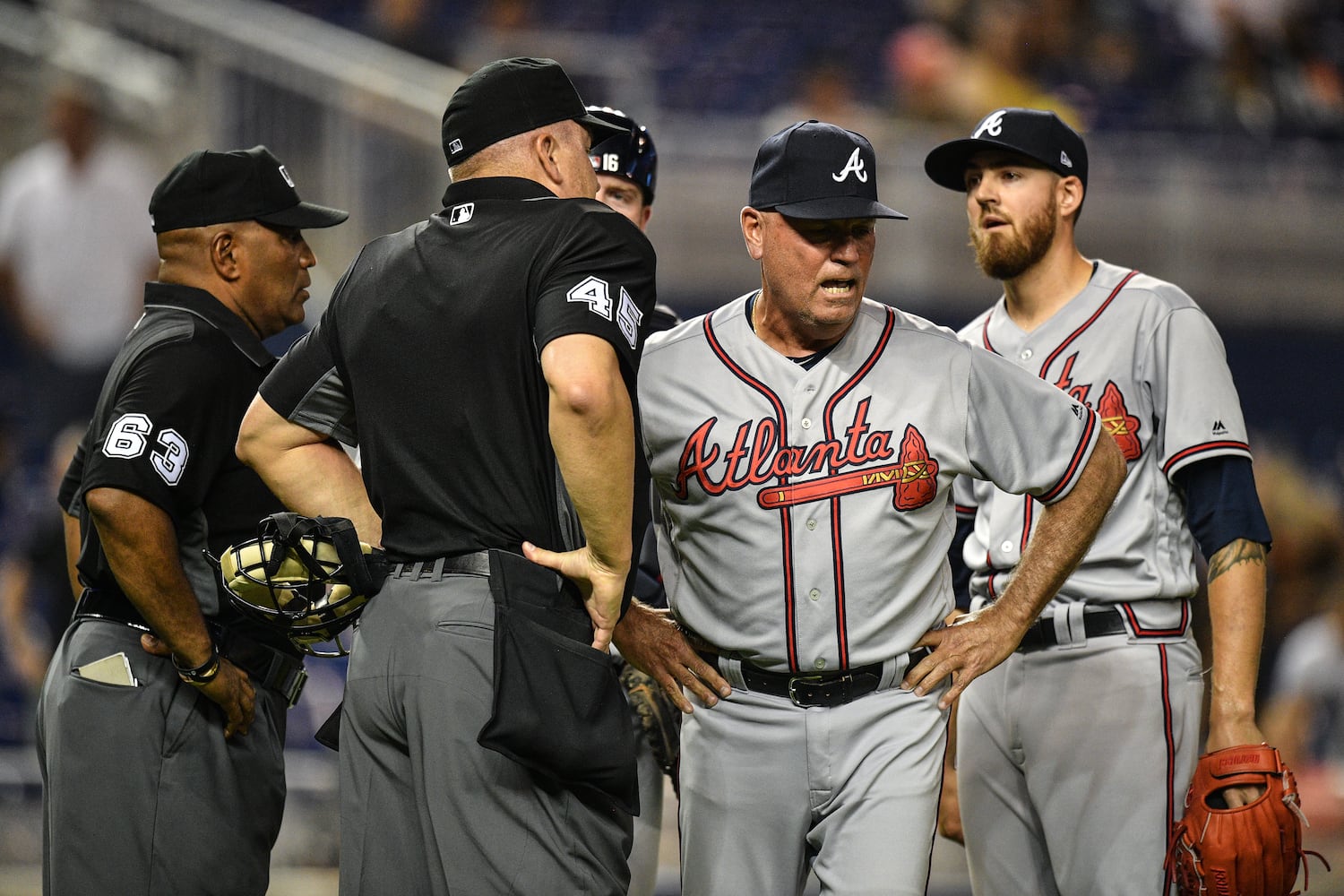 Photos: Did Braves’ Gausman throw at Marlins’ Urena?