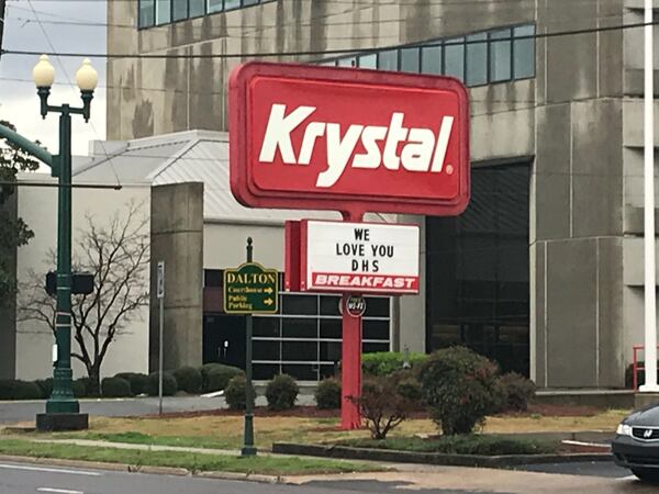 March 1, 2018, Dalton -- A local Krystal burger restaurant shows support for Dalton High School