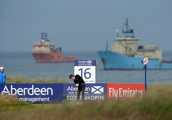 Ollie Schniederjans teeing off at No. 16 at Royal Aberdeen during the 2014 Scottish Open. Schniederjans teeing off at the 16th hole at Royal Aberdeen.