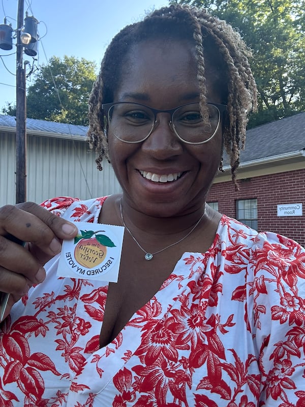 Gun control and reproductive rights were factors in how Natasha Vorspel-Rueter voted Tuesday at The Church at Decatur Heights.