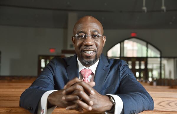 Portrait of Rev. Raphael Warnock at the Historic Ebenezer Baptist Church taken on July 18, 2019. (Hyosub Shin / Hyosub.Shin@ajc.com)