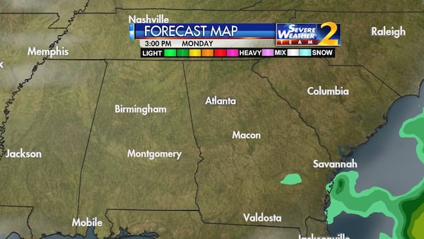 Unlike last week, when metro Atlanta saw days of rain, Monday is expected to be quiet. (Credit: Channel 2 Action News)