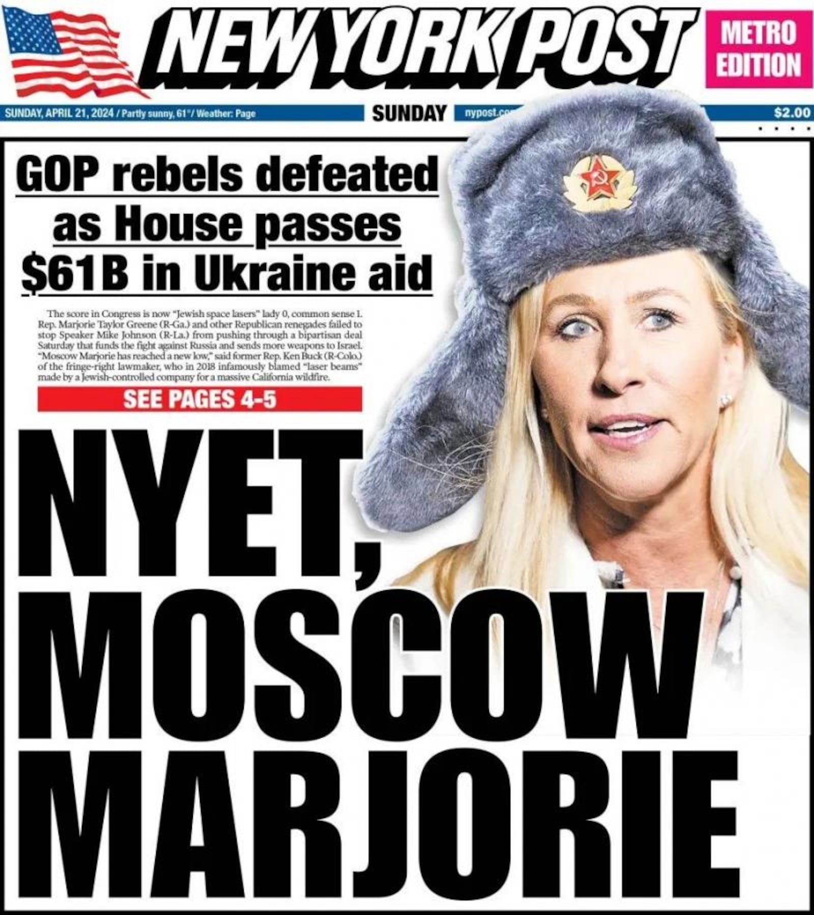 A recent New York Post headline.