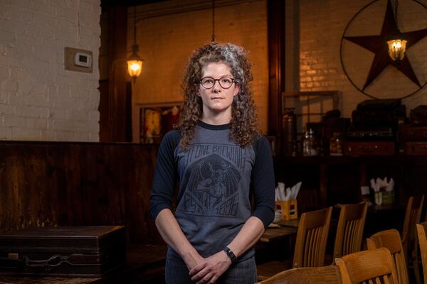 Former New Realm Brewing beer program manager Kendell Worden stands for a portrait at The Porter Beer Bar in Atlanta’s Little Five Points community, Monday, June 14, 2021. (Alyssa Pointer / Alyssa.Pointer@ajc.com)