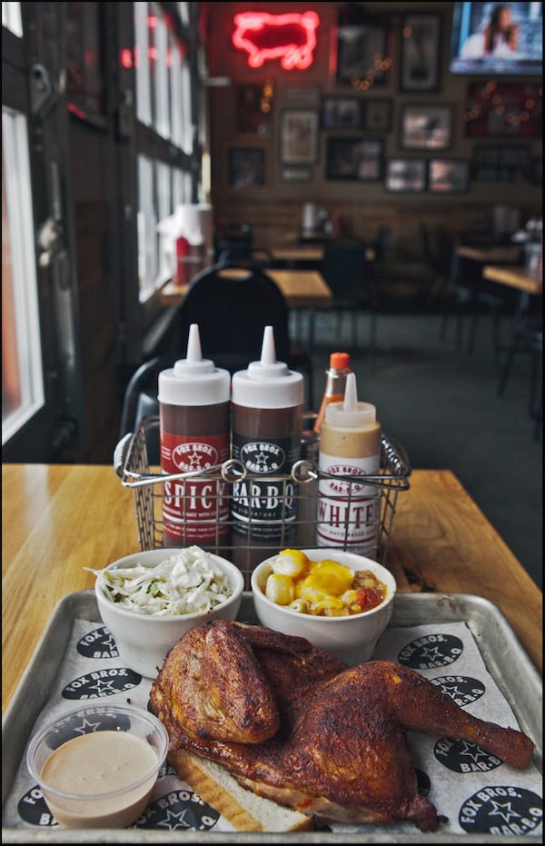 Fox Bros. Bar-B-Q offers spicy, original and white barbecue sauces. CONTRIBUTED BY FOX BROS. BAR-B-Q