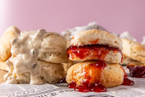 Biscuits with gravy or jam are among the offerings at Betty Sue's in downtown Atlanta. (Courtesy of Madelynne Ross)