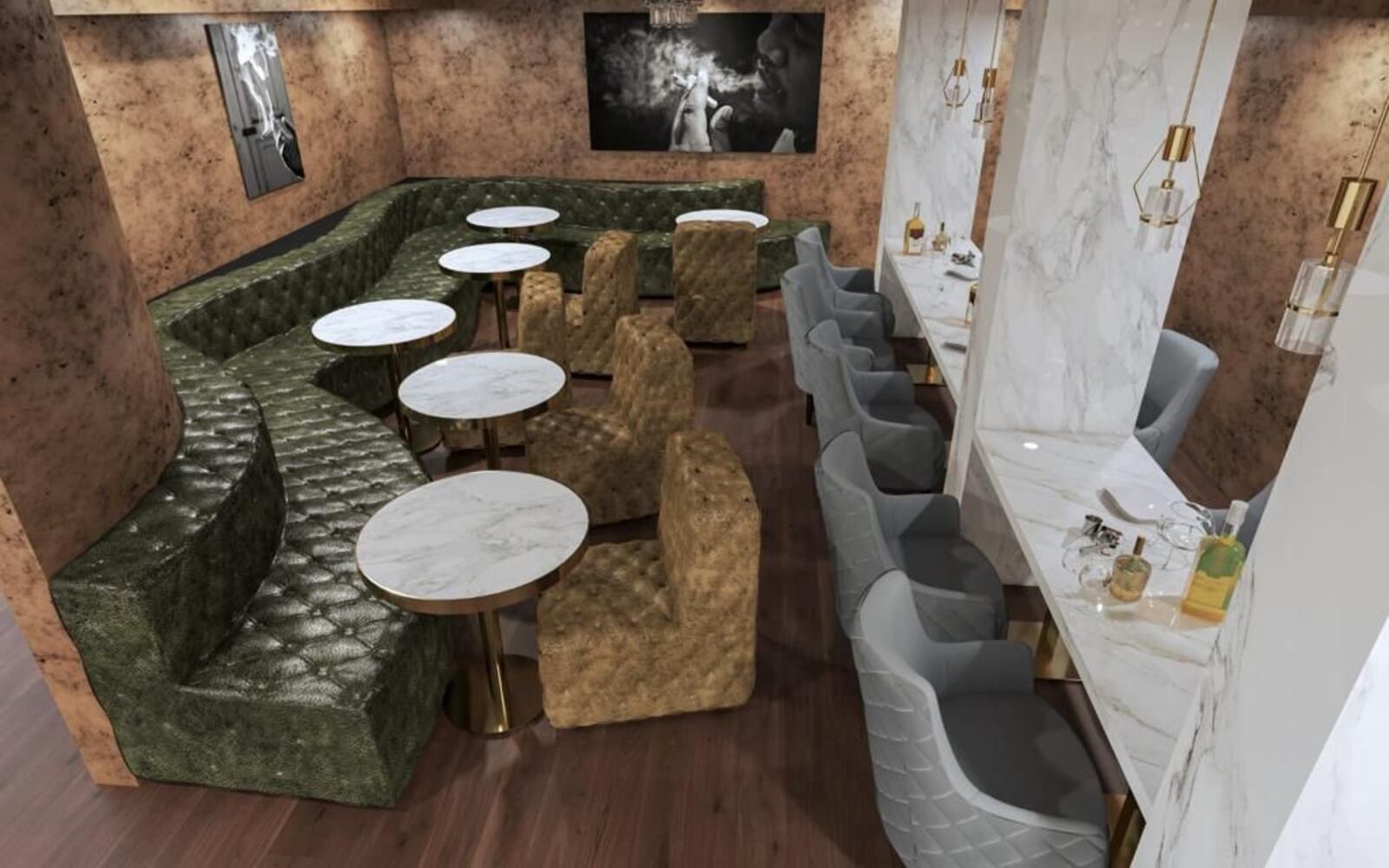 A rendering of the cigar lounge at Steak Market. / Courtesy of Steak Market