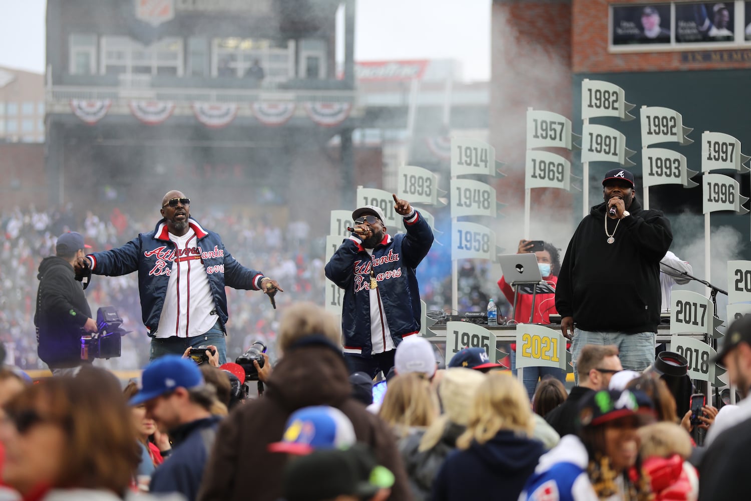 Big Boi, Sleepy Brown, and Killer Mike put up an exciting show after the official ceremony of the new 2021 World Series Champions, The Atlanta Braves on Friday, November 5, 2021.
Miguel Martinez for The Atlanta Journal-Constitution