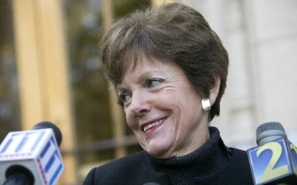 Atlanta mayoral candidate Mary Norwood smiles after receiving the endorsement of third place finisher, former Atlanta City Council President Cathy Woolard, Nov. 28, 2017.