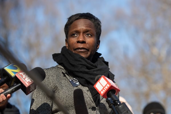 On the steps of City Hall on Monday, Fed. 17, 2025, Atlanta's Inspector General Shannon Manigault announces she will resign after nearly a yearlong feud with the Dickens administration over how much power the watchdog office has. (Riley Bunch/AJC)