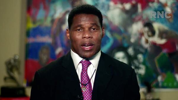 In this screenshot from the RNC's livestream of the 2020 Republican National Convention, former NFL athlete Herschel Walker addresses the virtual convention on Aug. 24, 2020.  (Photo Courtesy of the Committee on Arrangements for the 2020 Republican National Committee/Getty Images/TNS) 