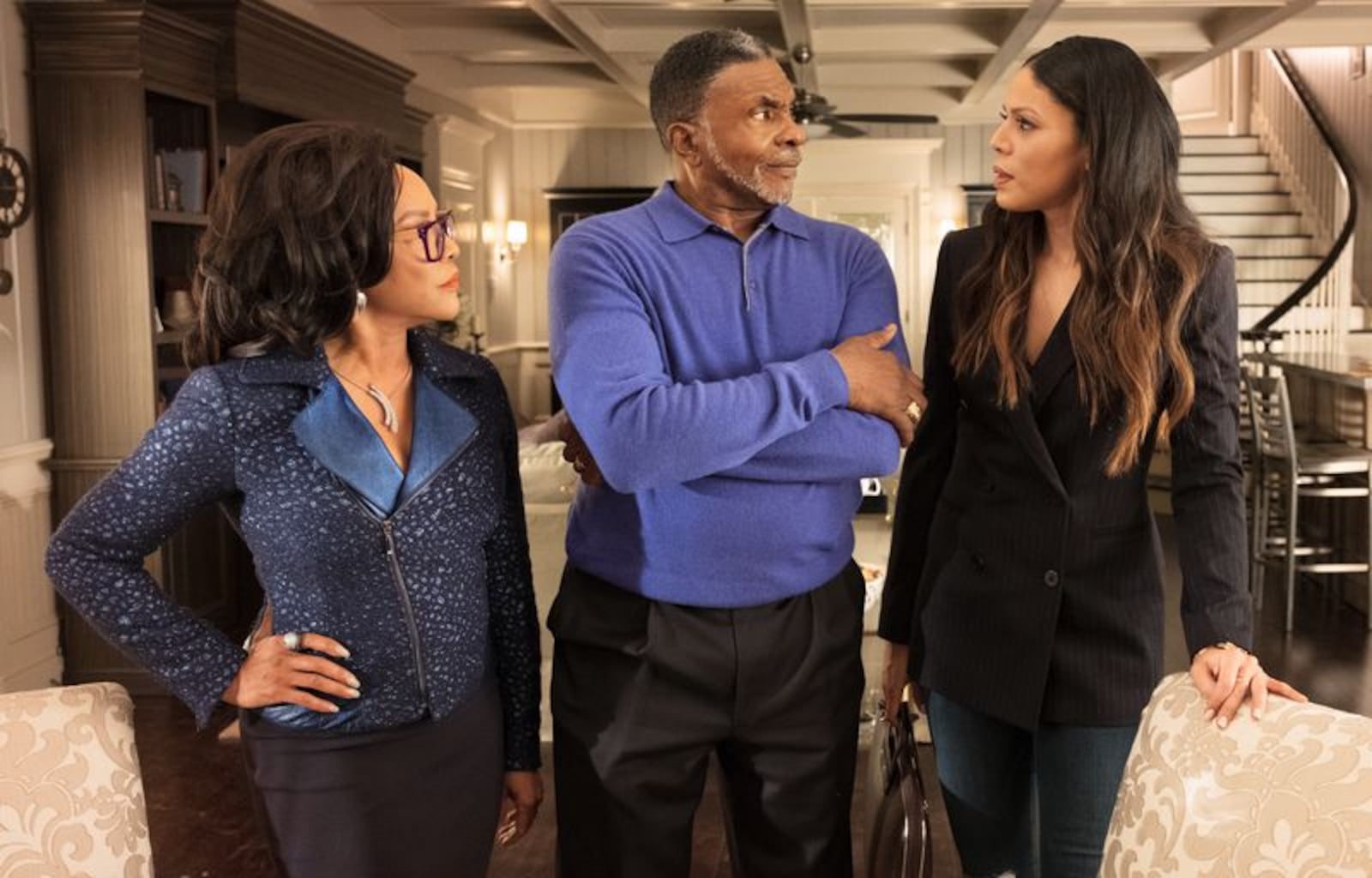 Lynn Whitfield ("Lady Mae"), Keith David ("Bishop Greenleaf"), and Merle Dandrige ("Grace Greenleaf") CREDIT: OWN