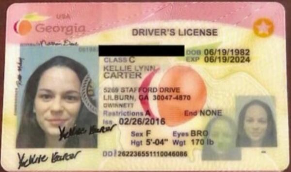 Police obtained two of these fake licenses allegedly from Alesha Maahs during the traffic stop. (Credit: Channel 2 Action News)