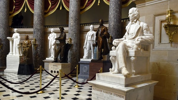 A statue of Alexander Hamilton Stephens, the Confederate vice president throughout the Civil War, is on display in Statuary Hall on Capitol Hill in Washington.