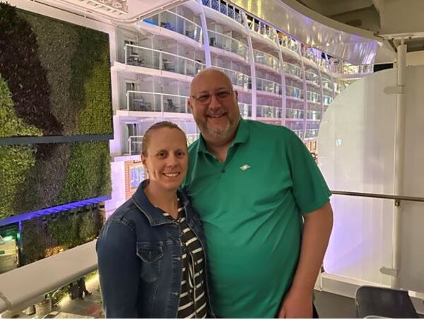 Sandy Ingraham was diagnosed with Stage 1 colon cancer when she was 45. The cancerous polyp was removed and she wants others to get screenings and know their bodies. Here she is with husband, Rob.