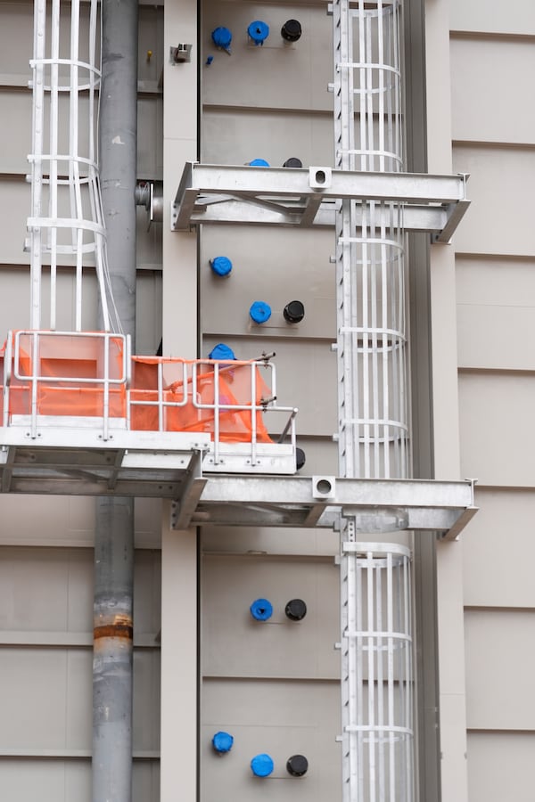 Ammonia injection grid ports are visible at Entergy's Orange County Advanced Power Station, a 1,215-megawatt facility under construction, Monday, Feb. 24, 2025, in Orange, Texas. (AP Photo/David J. Phillip)