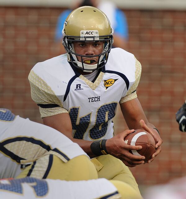 Georgia Tech quarterback Tevin Washington led the Jackets to a 56-20 win over Virginia and then defensive coordinator Jim Reid in 2012. Washington is now a graduate assistant at Tech. Washington wore No. 40 that game to honor former teammate Julian Burnett. (AJC file photo by Johnny Crawford)