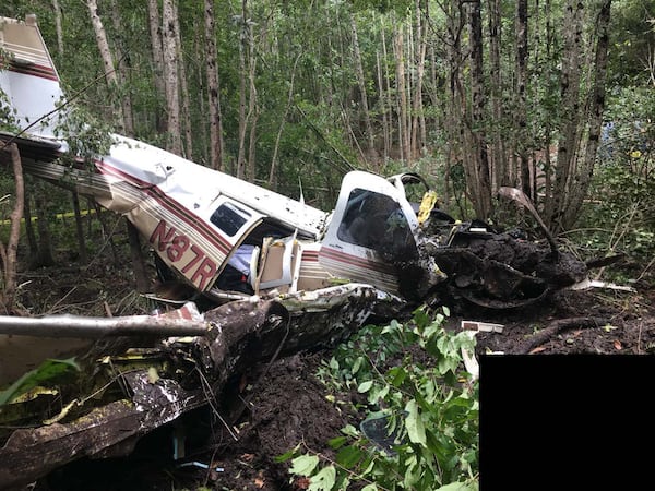 This Beechcraft Bonanza plane piloted by Randy Hunter crashed near Savannah in 2017, killing Hunter along with Byron Cocke and Catherine Cocke, a couple aboard. (Courtesy of the National Transportation Safety Board)