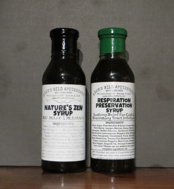 Herbal syrups from Will’s Eden Farm. Courtesy of Sandy Perry