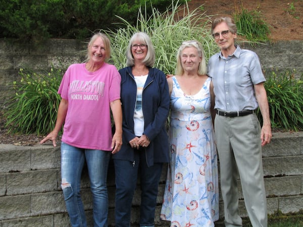 Richard Cole traveled to Iowa to meet his newly-discovered half-siblings, who are, from the left, Cheryl Brooks, Nina McDevitt and Pam Williams. CONTRIBUTED: RICHARD COLE