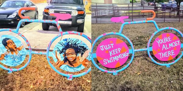 Ashley D. painted positive messages on the bike racks in Pittman park in Southwest Atlanta.