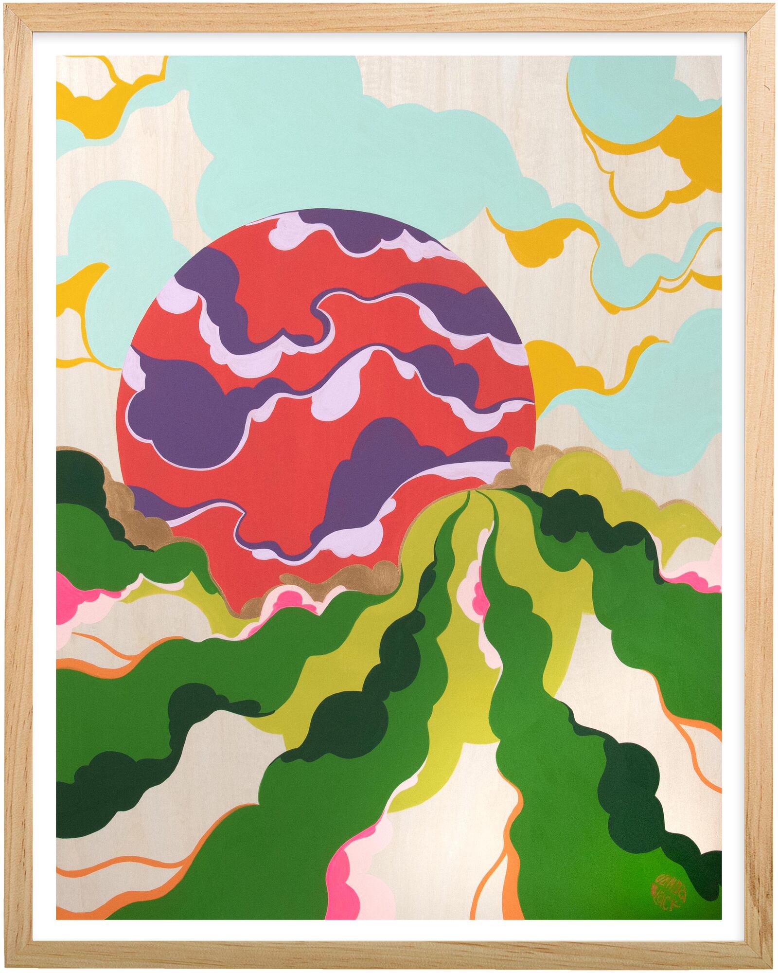 Atlanta native Vanna Black uses nature, flowers and harmonic scenes to create colorful artwork like this piece called “Floating Horizon.”
(Courtesy of The Print Shop)