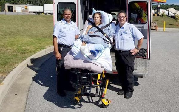 Katie Wenszell, 28, was flown  from Grady Memorial Hospital to a Wisconsin hospital in early September. She is out of the hospital and back home. (Credit: Paratech Ambulance Service)