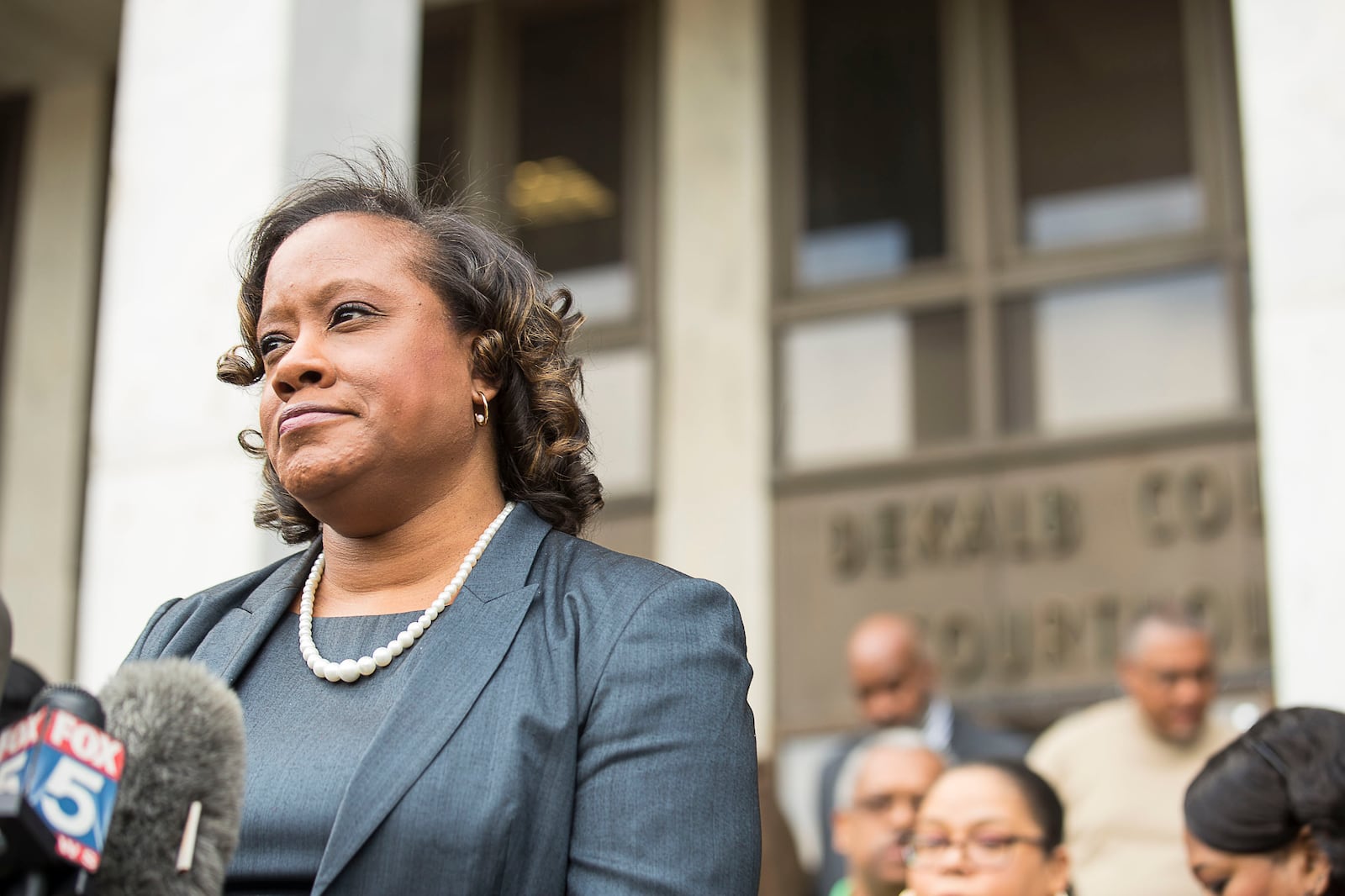 10/14/2019 — Decatur, Georgia — DeKalb County District Attorney Sherry Boston speaks during a presser following the verdicts for Robert "Chip" Olsen in front of the DeKalb County Courthouse.  (Alyssa Pointer/Atlanta Journal Constitution)