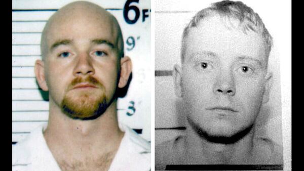 Steven Eric Mullins, 25, and Charles Monroe Butler Jr., 21, are pictured in their mugshots following the brutal Feb. 19, 1999, murder of 39-year-old Billy Jack Gaither in Sylacauga, Alabama. Mullins, now 45, was stabbed to death Tuesday, Feb. 26, 2019, at St. Clair Correctional Facility in Springville. A fellow inmate, Christopher Scott Jones, 50, is accused of killing Mullins.