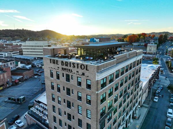 The LUMAC rooftop bar at The Bristol Hotel features views of the Bristol sign and the Smoky Mountains.  
(Courtesy of The Bristol Hotel)