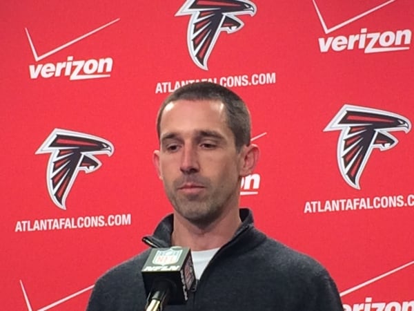 Falcons offensive coordinator Kyle Shanahan. (By D. Orlando Ledbetter/Dledbetter@ajc.com)