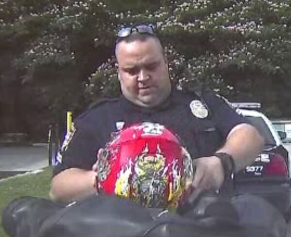 Smyrna police said Michael Leverett's motorcycle helmet was easy to recognize. (Credit: Channel 2 Action News)