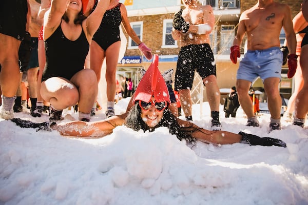 Revelers frolic in the snow at the Québec Winter Carnival, which takes place February 7-16 this year.
Courtesy of Québec Winter Carnival