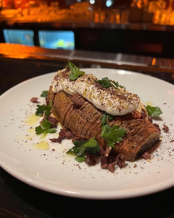 Hasselback sweet potato from the menu of Whoopsie's. / Courtesy of Whoopsie's