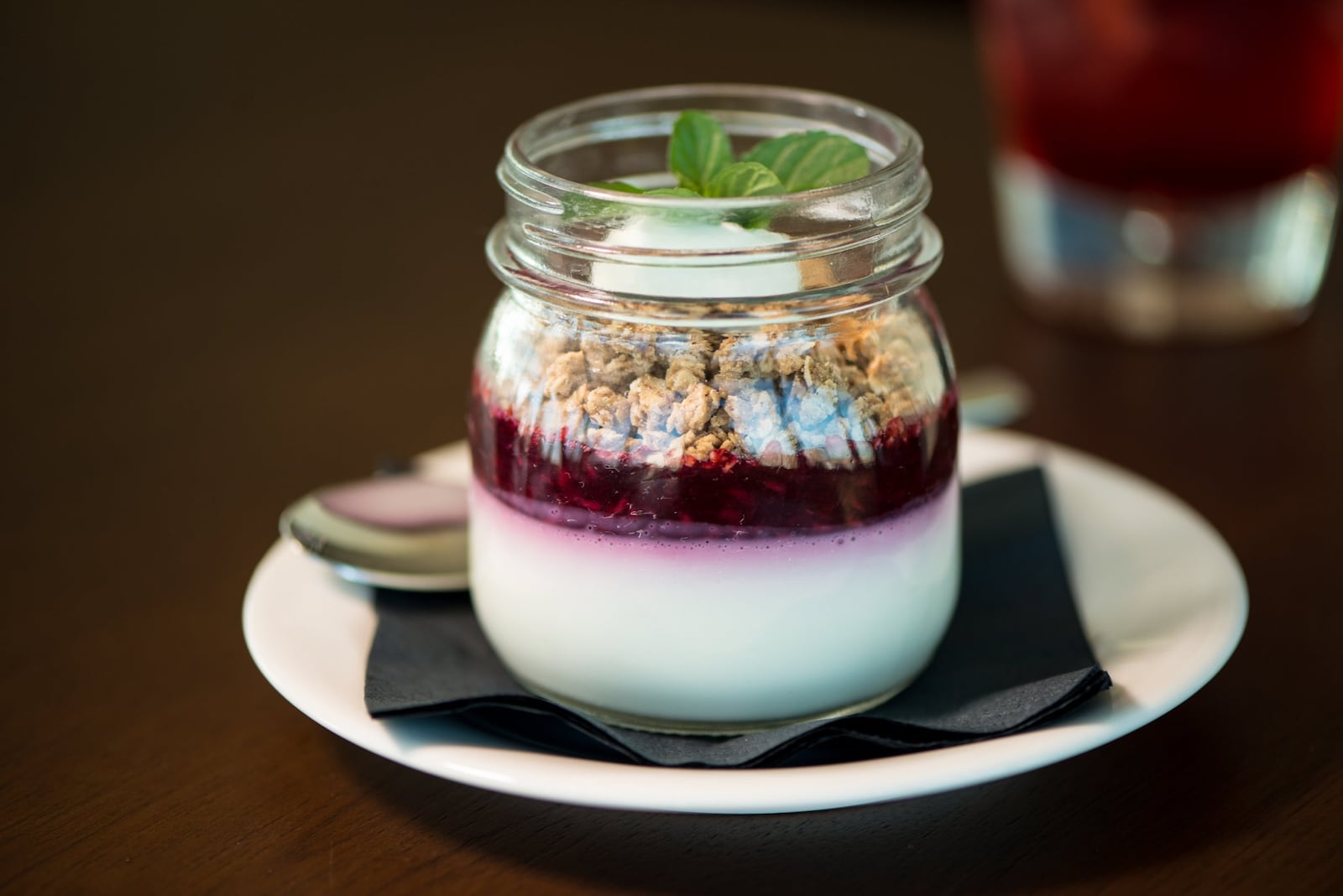  Apron Citrus Greek Yogurt Trifle dessert with pickled huckleberries, and burnt honey. Photo credit- Mia Yakel.