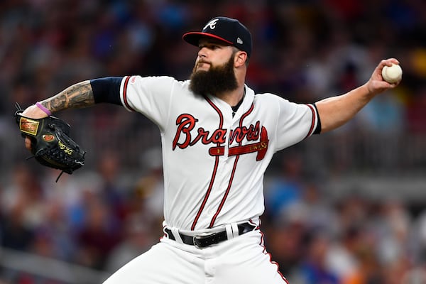 Braves' Dallas Keuchel pitches against the New York Mets. (AP Photo/John Amis)