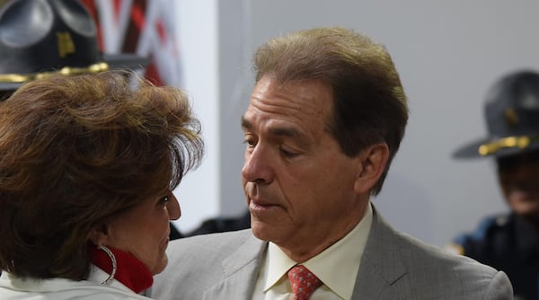 Alabama coach Nick Saban with wife Terry.  