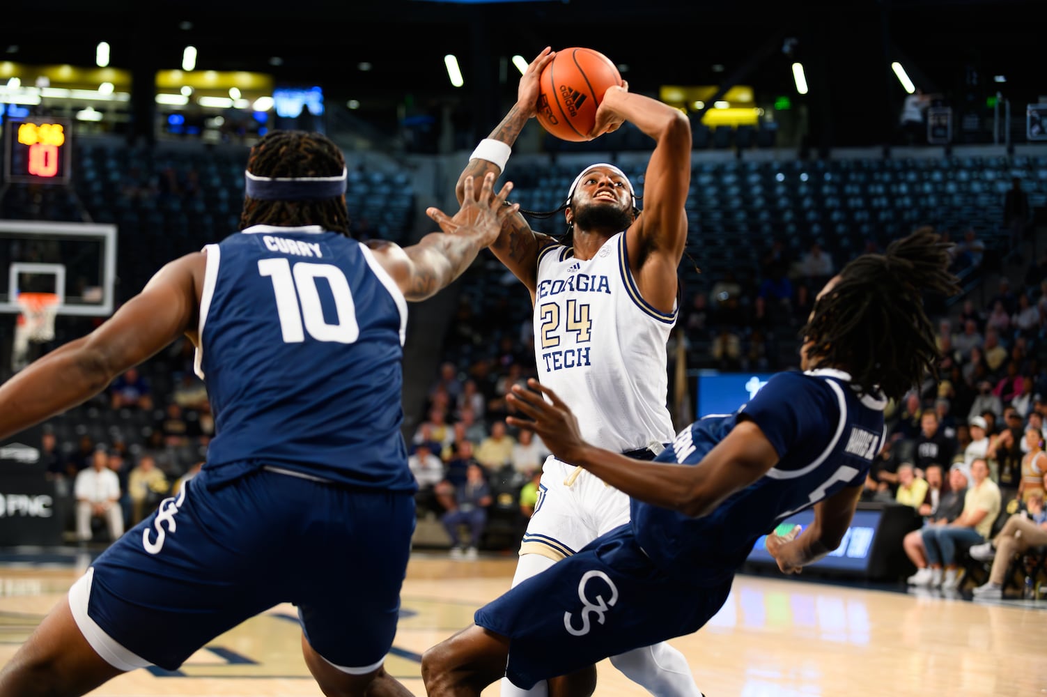 Amaree Abram of Georgia Tech puts up a shot. (Jamie Spaar for the Atlanta Journal Constitution)