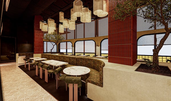 Rendering of Eden, a forthcoming French-inspired Mediterranean concept from the team behind Delbar and Bibi Eatery.