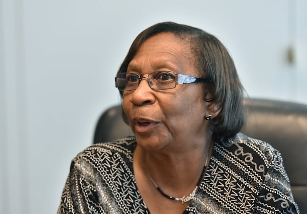 August 15, 2018 Atlanta - Mary Ingram, former employee with Buford City Schools, speaks at Buckley Beal law office on Wednesday, August 15, 2018. HYOSUB SHIN / HSHIN@AJC.COM