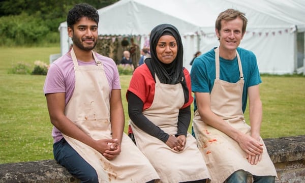 The 2015 “Baking Show” finalists were (from left) Tamal Ray, Nadiya Hussain and Ian Cumming. Nadiya was declared the winner. (Courtesy of BBC)