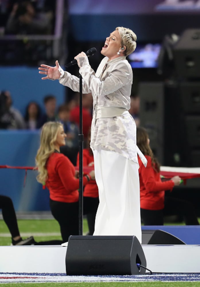 Photos: Pink performs the national anthem at Super Bowl LII