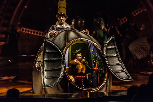 In "Kurios," the diminutive Mini Lili (Antanina Satsura) lives inside the costume worn by the Mr. Microcosmos (Karl L’Ecuyer). CONTRIBUTED BY MARTIN GIRARD