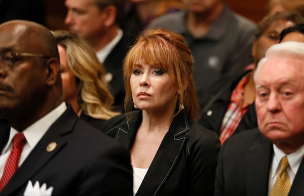 4/23/18 - Atlanta -Dani Jo Carter listens to the verdict.  The jury found Tex McIver guilty on four of five charges on their fifth day of deliberations today at the Tex McIver murder trial at the Fulton County Courthouse.   Bob Andres bandres@ajc.com