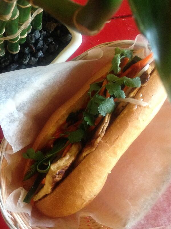 The tofu banh mi at We Suki Suki is a flavorful alternative to soy. (Q. Trinh)