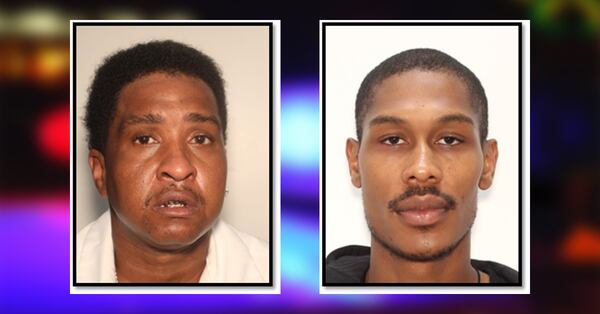 Demetrick Davis (left) and Rodericus Jackson were both identified as suspects in the fatal shooting of 35-year-old Quentin Cantrell, Gwinnett County police said. Davis was arrested in his home state of Kentucky, while Jackson remains at large. 