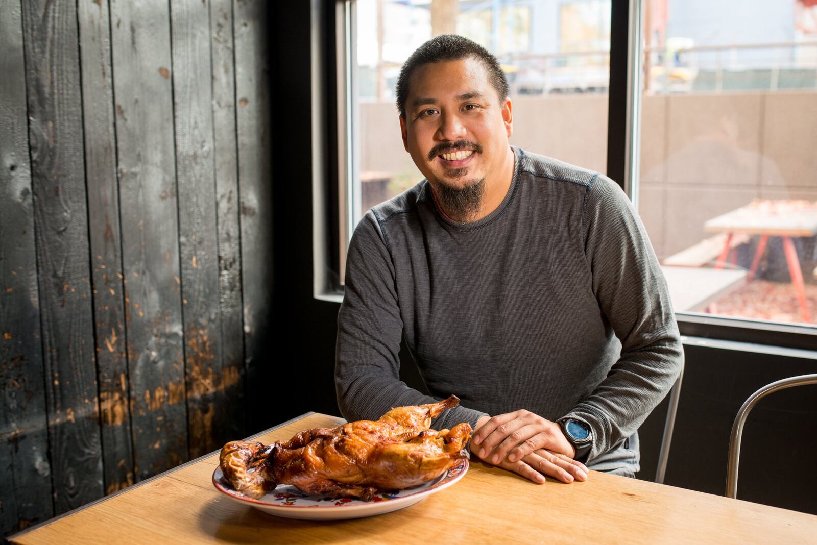 Chef George Yu with Chinese Roast Duck. MIA YAKEL